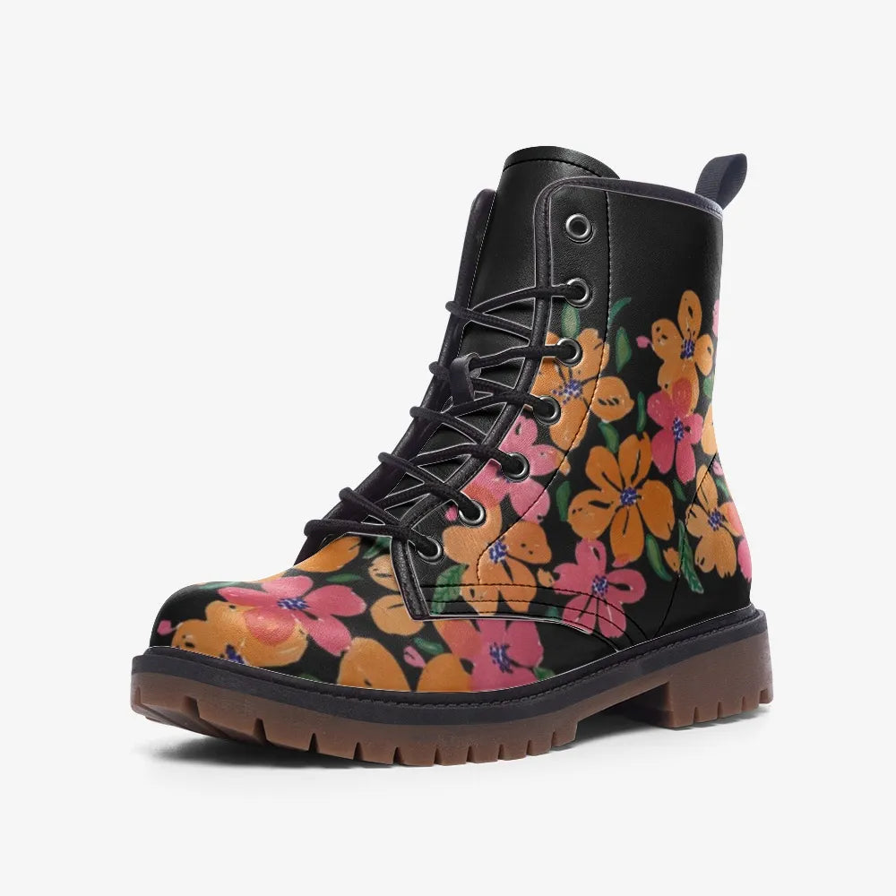 Orange Floral Garden Boots