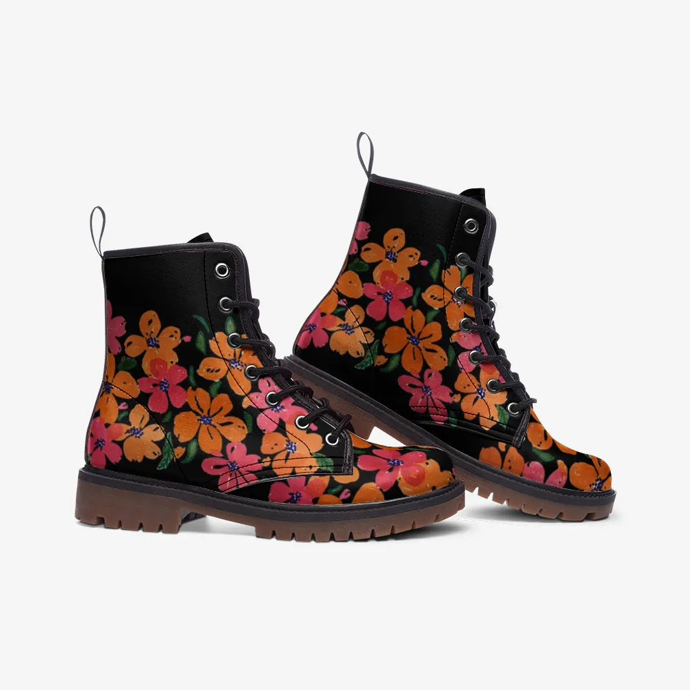 Orange Floral Garden Boots