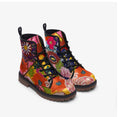 Women's Floral Combat Boots Colorful Artistic Lace-Up